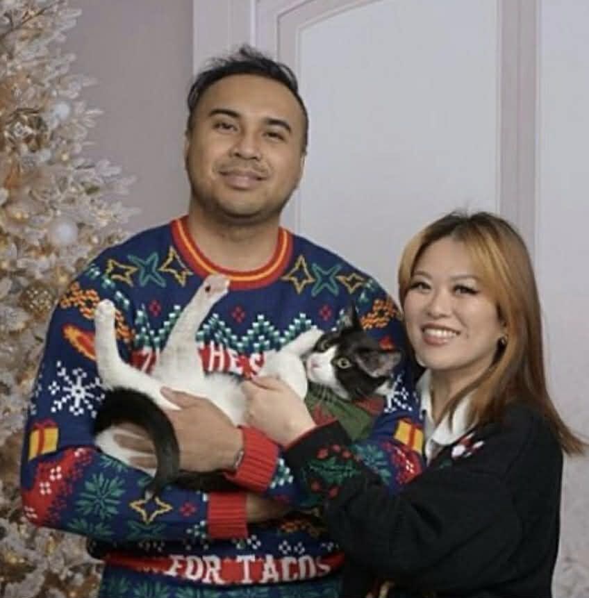 Matthew Madamba (makaio) wearing a festive sweater