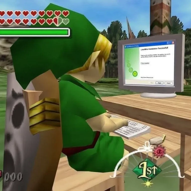 ScaryLag avatar showing Link at a computer